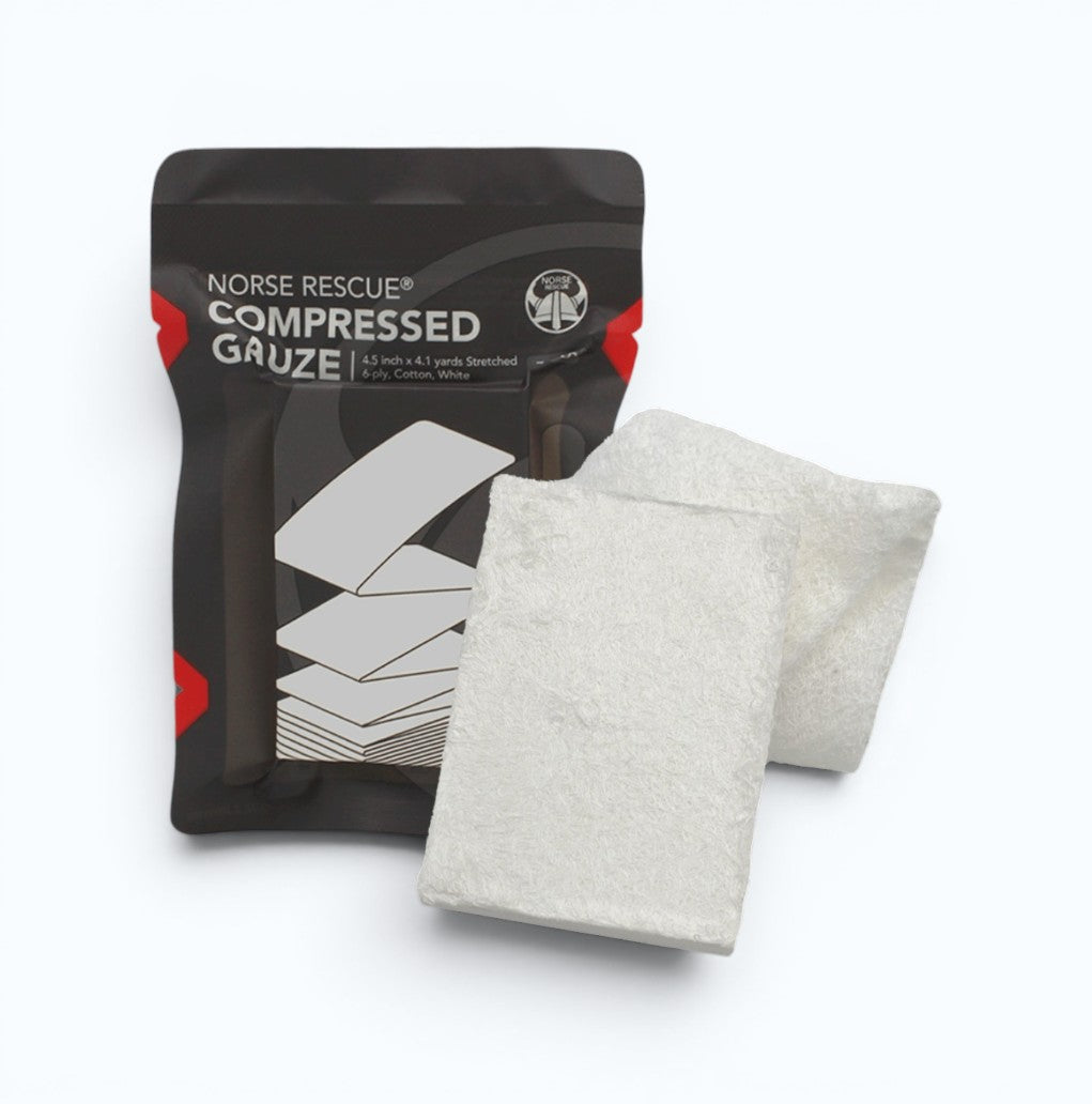 NORSE RESCUE Compressed Gauze Z-Fold steril sårkompress för blödningskontroll och wound packing
